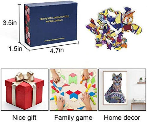 TMCOM Wooden Puzzles Wooden Animals Shaped Puzzles Family Game Play Jigsaw Unique Shaped Wooden Jigsaw Puzzles for Adults and Kids (Deer)