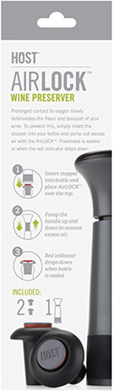 HOST Airlock Wine Preserver, 5.75", Multicolor