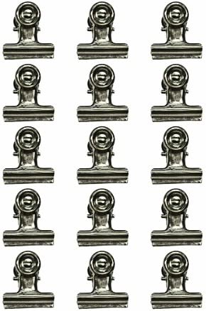 Tim Holtz Idea-ology Hinge Clips, Antique Satin Nickel Finish, Pack of 15 Miniature Metal Bulldog Clips, 7/8 x 7/8 Inch, TH92692