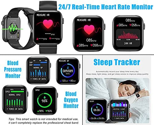 feifuns Smart Watch with Call(Answer Make Call) IP67 Waterproof Fitness Tracker Heart Rate Blood Pressure Oxygen SpO2 Sleep Step Calorie Count Smart Watches for Men Women for Android iOS Phone (White)