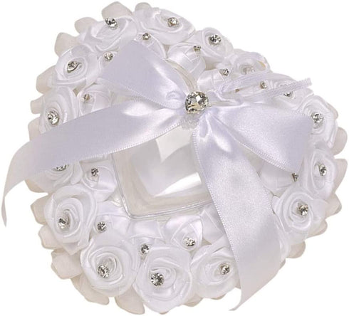 Amosfun Ring Bearer Heart Shape Bride Ring Cushion Ring Pillow for Wedding Engagement Ceremony Supplies