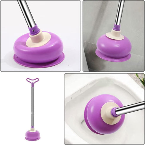 DOITOOL Toilet Plunger Toilet Bowl Cup Rubber Toilet Plunger with Long Handle Bathroom Toilet Bowl Plunger Cleaning Accessory Purple