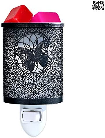 ASAWASA Metal Wall-Plug Wax Melt Warmer,Electric Wax Burner Melter Fragrance Warmer Night lamp,for Home Bedroom Kitchen Garage Gifts Décor Aromatherapy Spa 2.6"x2.6"x3.39"(Dream Butterfly)