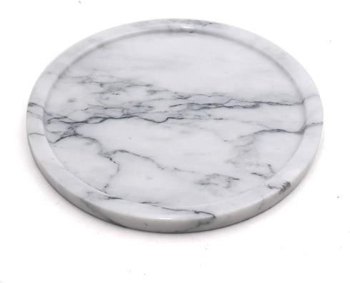 LUANT Circular Marble Stone Decorative Tray for Counter, Vanity, Dresser, Nightstand or Desk, Diameter 8 Inches