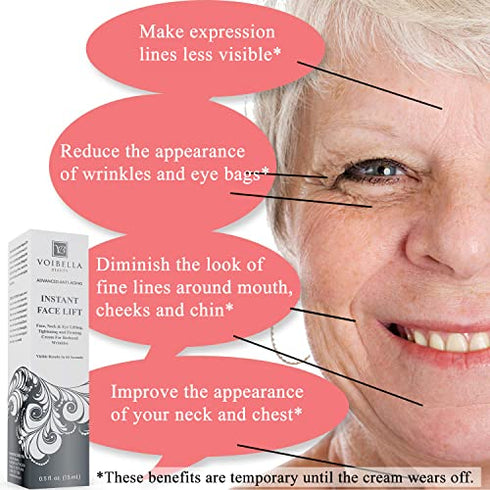 Instant Face Lift Cream - Best Eye, Neck, Face Tightening, Lifting & Firming Serum To Smooth Appearance, Hide Loose Sagging Skin, Puffiness, Fine Lines & Wrinkles Within Mins (Peptides & Stem Cells)