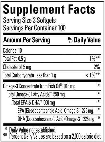 Nature Made Omega 3 Fish Oil Pearls 550 mg per serving, Small Size Fish Oil Supplements as Ethyl Esters, Omega 3 Supplement for Healthy Heart Support, 300 Softgels, 100 Day Supply