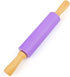 Koogel 15 Inch Silicone Rolling Pin, Purple Rolling Pin Handle Rolling Pin Non-Stick Silicone Rolling for Home Kitchen Cake