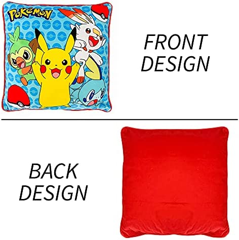 Franco Kids Bedding Soft Decorative Pillow Cover, 15 in x 15 in, Pokemon