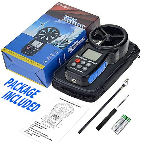HoldPeak 866B Digital Anemometer Handheld Wind Speed Meter for Measuring Wind Speed, Temperature and Wind Chill with Backlight and Max/Min