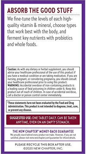 Iron Supplement, New Chapter Fermented Iron Complex with Organic Whole-Food Ingredients + One Daily Non-Constipating Dose- 60 Count (Pack of 1), 2 Month Supply