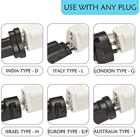 Ceptics European/India to US plug adapter - Flat outlet UK to US, Europe Round Australian to USA 3 Prong - 220 to 110 Travel Adaptor, European to American (Type B) - 3 Pack (GP-5-3PK)