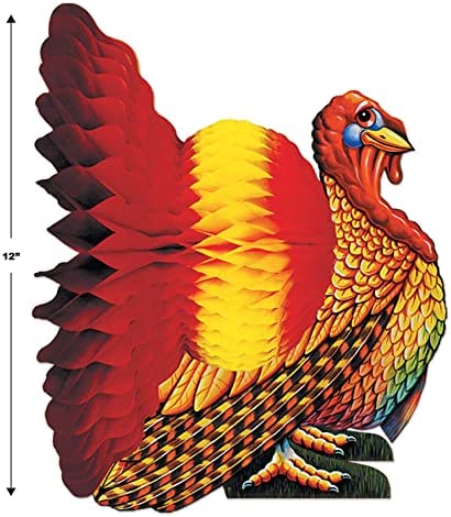 Beistle Tissue Paper Turkey Centerpiece For Thanksgiving Party Decoration Autumn Fall Harvest Home Decor