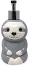 Isaac Jacobs Gray & White Ceramic Sloth, Liquid Soap Pump/Lotion Dispenser with Chrome Metal Pump (Holds Up to 12 Oz.) Great for Bathroom, Kitchen Countertop, Bath Accessory (Sloth)