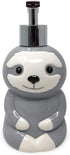 Isaac Jacobs Gray & White Ceramic Sloth, Liquid Soap Pump/Lotion Dispenser with Chrome Metal Pump (Holds Up to 12 Oz.) Great for Bathroom, Kitchen Countertop, Bath Accessory (Sloth)