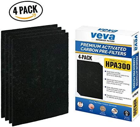 Veva 4 Pack Filter B Replacement, Compatible with Germ Guardian FLT4825 HEPA, AC4900CA, AC4825, AC4850PT, AC4820, 4 Pre-Cut Carbon Pre-Filters for GermGuardian Filter B