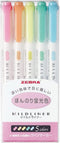 ZEBRA MILD LINER, Double Sided Highlighter, 5 Set (WKT7-5C)
