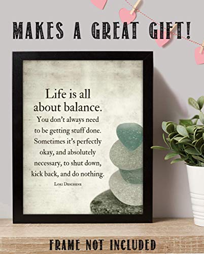 "Life is All About Balance"- Motivational Quotes Wall Art-8 x 10"- Modern Typographic Wall Print- Ready to Frame. Inspirational Home Decor. Office-Studio Decor. Give Yourself Permission To Do Nothing!