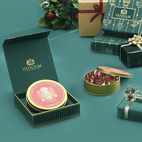 VAHDAM, Black Tea Private Reserve - Single Tin Caddy Gift Set | Premium Tea Gift Sets, Natural Rose Tea | New Year Gift Basket 2023 | Happy New Year Gifts for Women & Men, Tea Gift Sets