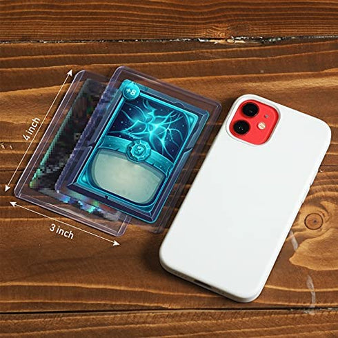 Hard Trading Cards Sleeves Plastic Card Hard Case Cover 3x4 Collector Playing Card Sleeves Protector for Baseball Football Basketball Sport Cards with Mini Easels Display Stand Holder (15 Pieces)