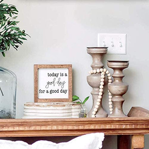MACVAD Today is A Good Day for A Good Day Inspirational Wood Box Sign for Home Decor,Freestanding Mini Wood Block Sign for Desk,Shelf or Wall Display 6" x 6" x 1.57"