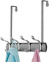 mDesign Decorative Over Door 8 Hook Metal Storage - Long Easy Reach Organizer Rack for Coats, Hoodies, Hats, Scarves, Purses, Leashes, Bath Towels, Robes, Men, Womens Clothing - Graphite Gray/Chrome