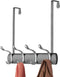 mDesign Decorative Over Door 8 Hook Metal Storage - Long Easy Reach Organizer Rack for Coats, Hoodies, Hats, Scarves, Purses, Leashes, Bath Towels, Robes, Men, Womens Clothing - Graphite Gray/Chrome