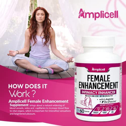 AMPLICELL Female Enhancement (60caps) - Hormone Balance for Women - Intimacy & Mood Support - Natural Female Enhancement Pills with Dong Quai, Ginseng & Maca Root, 1 Pack