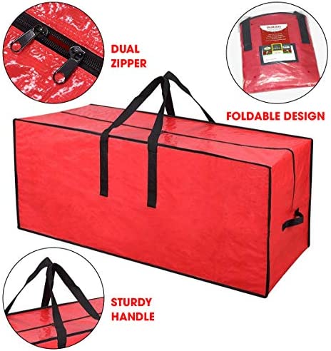 Primode Christmas Tree Storage Bag | Fits Up to 7.5 Ft. Tall Disassembled Tree I 45"x15"x20" Holiday Tree Storage Case | Protective Zippered Artificial Xmas Tree Bag (7.5ft, Red)