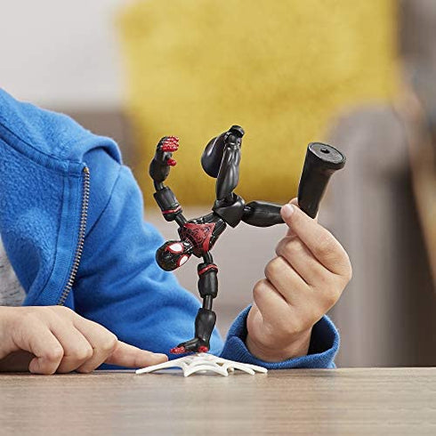Spider-Man Marvel Bend and Flex Miles Morales Action Figure Toy, 6-Inch Flexible Figure, Includes Web Accessory, for Kids Ages 4 and Up , Black