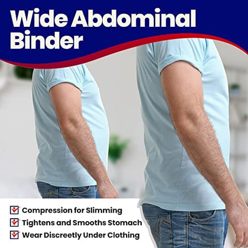 Abdominal Binder Plus Size Belly Binder – Postpartum Tummy Tuck Belt Gives Slimming Bariatric Band Stomach Compression Wrap to Help Hernia or Post Surgery, C Section Pregnancy Women Men XXL 47” to 70”