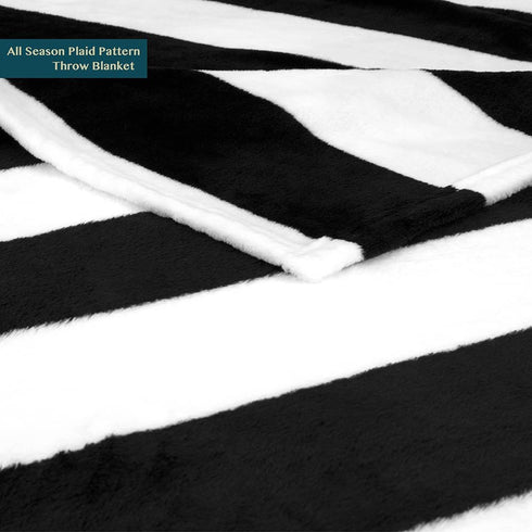 PAVILIA Striped Throw Blanket for Sofa Couch | Soft Flannel Fleece Stripe Black and White Decorative Throw | Warm Cozy Lightweight Microfiber | 50 x 60 Inches
