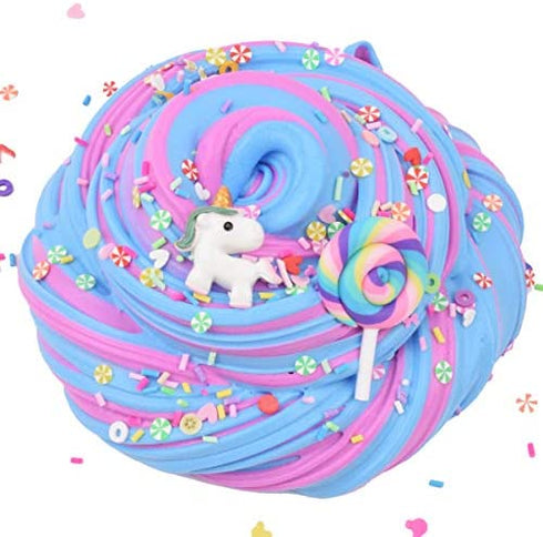 2 Pack Butter Slime Pink Purple Colors Blue Candy Slime with Slices, Birthday Gift Cotton Mud Premade Slime Kit Scented DIY Sludge Toys Gift for Girl Boy, 2 Pack(100ML Each *2)