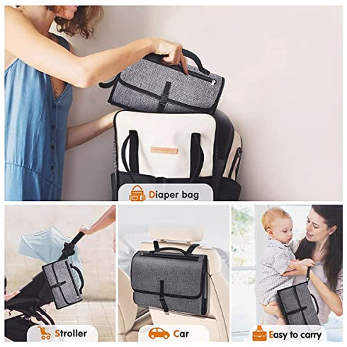 Gimars Large Capacity 6 Pockets Baby Portable Changing Pads, Waterproof & Easily Cleanable Detachable Travel Portable Diaper Changing mat, Baby Shower Gifts, Newborns Essentials