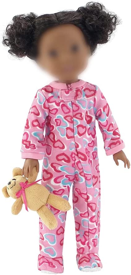 Emily Rose 14 Inch Doll Clothes Clothing Accessories | Footed 14" Doll PJs Pajamas Sleepwear Gift Set Outfit with Teddy Bear Accessory | Gift Boxed! | Fits Most 14" Hard-Bodied Dolls
