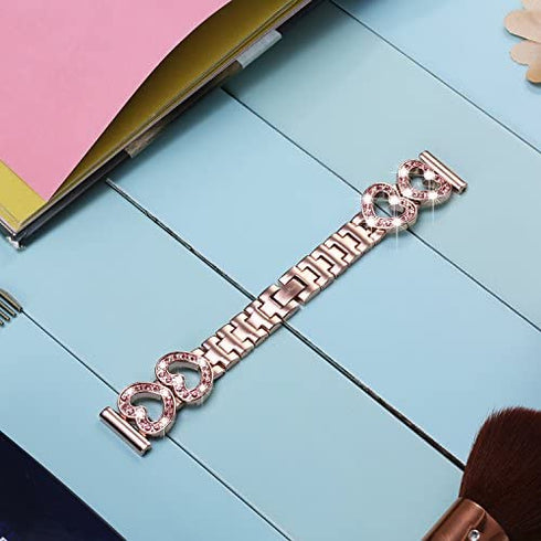 SHGM Strap Compatible with Galaxy Watch 41mm Band/Active 2 Band 40mm 44mm/Samsung Galaxy Watch 42mm Bands/Gear Sport/Gear S2 watch Band Bling Crystal Stainless Steel Metal Replacement 20mm Bracelet