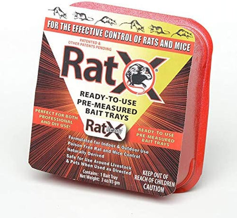 EcoClear Products 620104, RatX All-Natural Non-Toxic Humane Rat and Mouse Killer Pellets, Ready-To-Use Pre-Measured 3 oz. Bait Trays, 2-Pack
