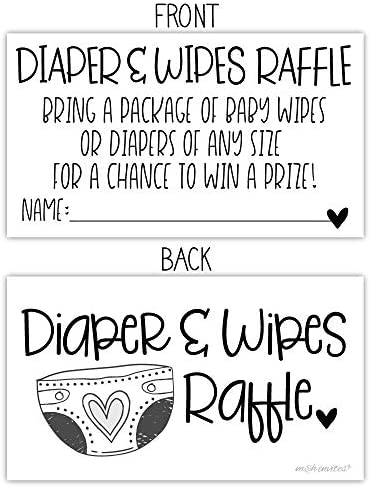 50 Diaper and Wipes Raffle Tickets - Baby Shower Invitation Insert - Game Activity for Baby Shower