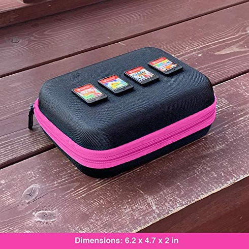 Butterfox Switch Game Card Case, 64 Slots, Storage Holder Hard Case for Nintendo Switch Game or PS Vita Or SD Memory Card (Pink/Black)