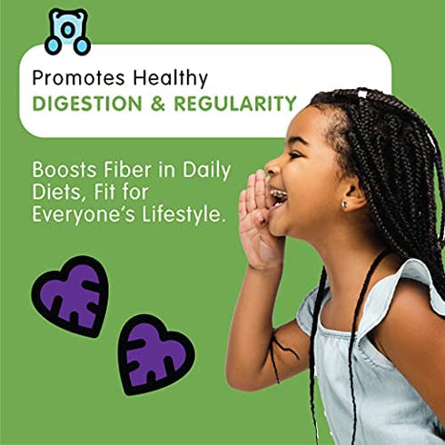 Herbaland Vegan Fruit & Veg Fiber Gummies for Kids - Sugar-Free, Gluten-Free, Gut Health Supplements, Organic, Natural Dietary Supplement, Healthy Digestive System - Black Currant Flavor, 60 Count