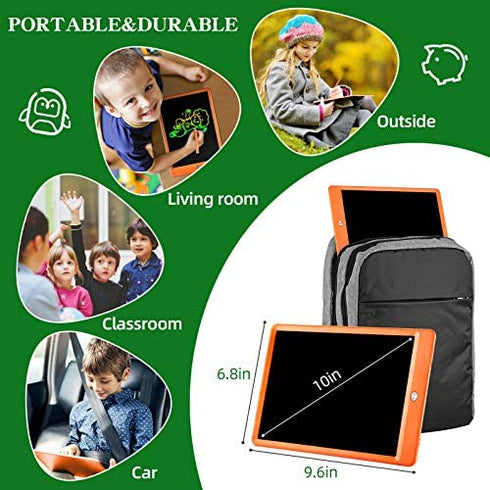 Writing Tablet 10 Inch Drawing Pad, Colorful Screen Doodle Board for Kids, Girls Gifts Toys for 3 4 5 6 7 8 9 10 Year Old Girls and Boys (Orange)