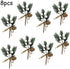 Artificial Christmas Picks 8 Pack, White Christmas Berries Stems Pine Branches Cones Holly Spray /Winter Holiday Floral Pick for Xmas Decor Wreath, Garland, Crafts, Xmas Tree, Gift Wrap, DIY Ornaments