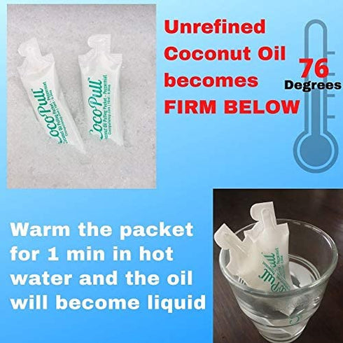 CocoPull - Organic Oil Pulling 14 Packets/Sachets with Coconut Oil and Peppermint Oil for Healthy Teeth, Gums, Bad Breath Remedy. Natural Teeth Whitening.