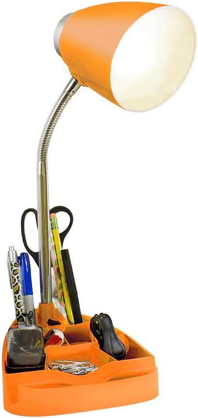 Limelights LD1002-ORG Gooseneck Organizer iPad Stand or Book Holder Desk Lamp, Orange