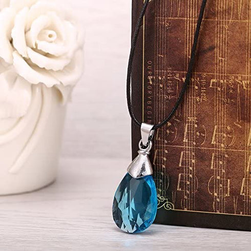 SAO Sword Art Online Yui's Heart Pendant Necklace for Asuna Yuuki cosplay - Black / Blue Crystal