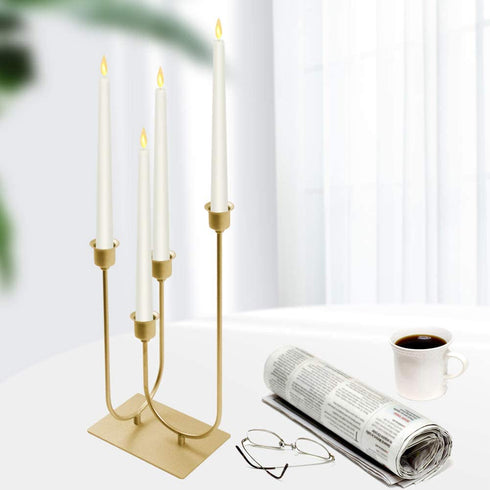 smtyle Candlestick Holders Set of 4 Candelabra with Iron-0.8" Diameter Ideal for Pillar LED Candles Gold