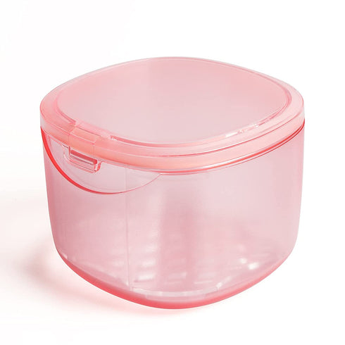 Uouovo 2022 Upgraded Denture Bath Box Cup, Retainer Cleaning Box, Complete Clean Care for Dentures, Denture Case - Second Generation (transparent pink)