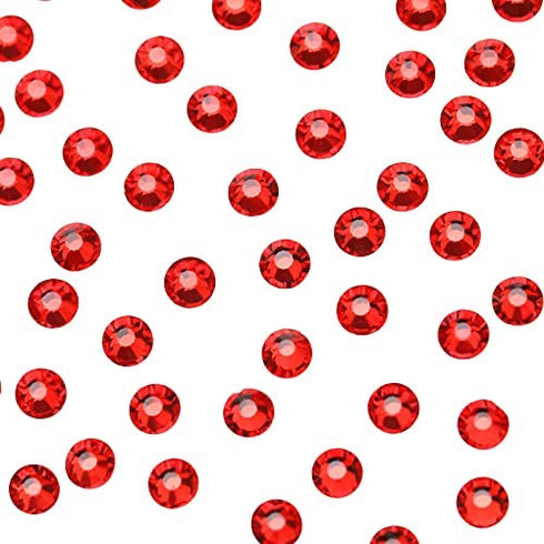 2880 Pieces Crystal Diamond Rhinestones Flat Back Round Gems Charms Stones Rhinestones Crystals Round Beads Flat Back Glass (Red,SS20)