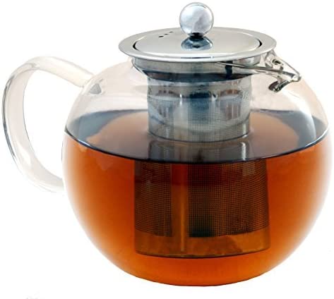 Life Upgrade Kozy Kettle - 5 Cup Glass Teapot with Removable Stainless Steel Infuser and Neoprene Cozy Warmer for Loose Leaf Tea