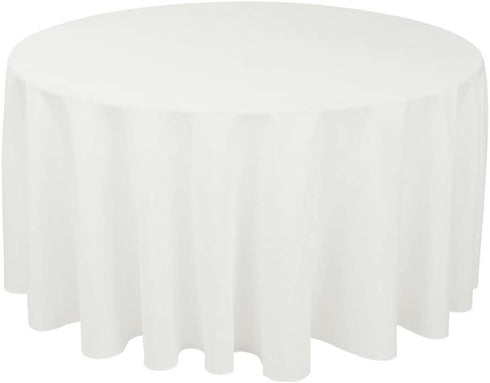 Gee Di Moda Round Tablecloth - 132" Inch - Round Table Cloths for Circular Table Cover in White Washable Polyester - Great for Buffet Table, Parties, Holiday Dinner & More