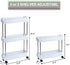 Slim Storage Cart, 3 Tier Mobile Shelving Unit Organizer, Slide Out Rolling Utility Cart Shelf Rack for Kitchen Bathroom Laundry Room Narrow Places, Plastic & Stainless Steel, White